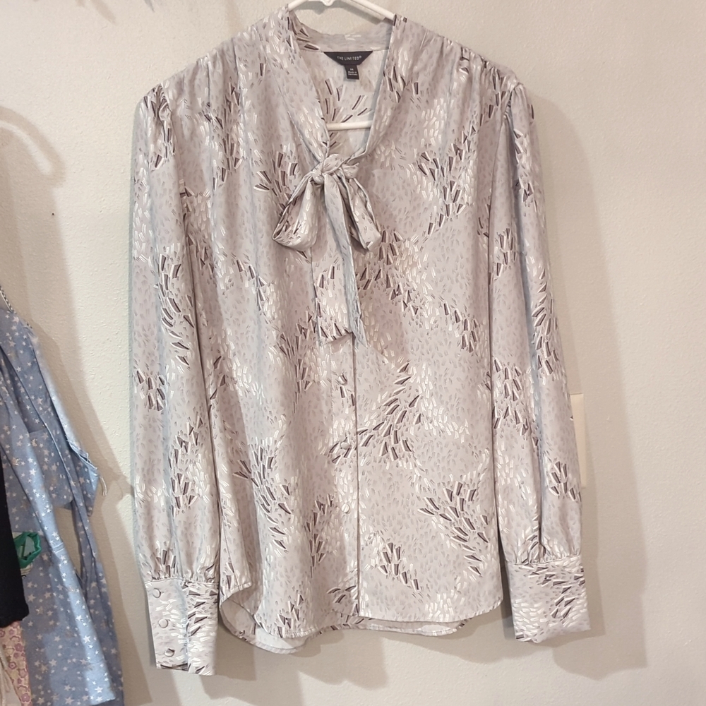 The Limited Women's Blouse Grey and Maroon Sz M